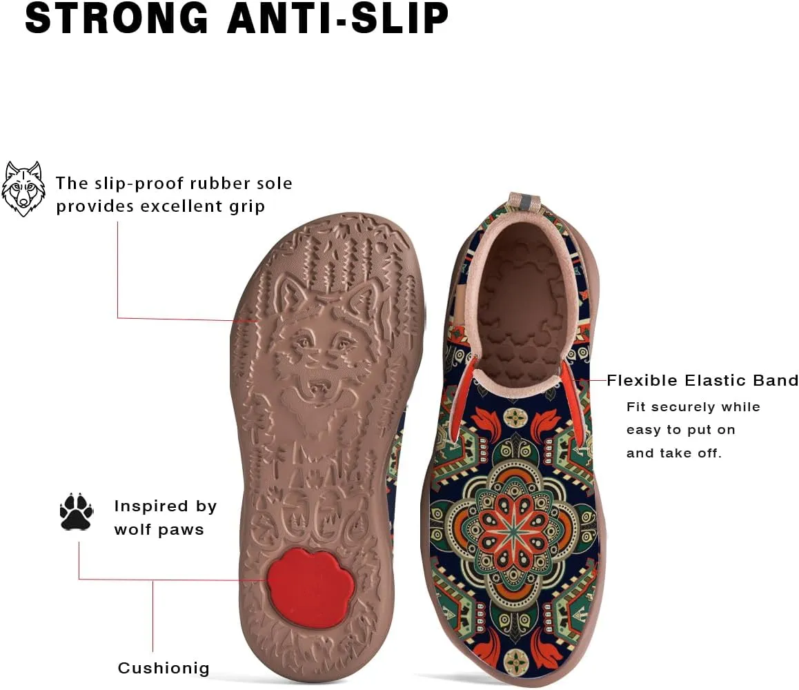 Womens Slip On Travel Shoes - Loafers Mandala Painted Sneakers Lightweight Comfortable Casual Walking Shoes