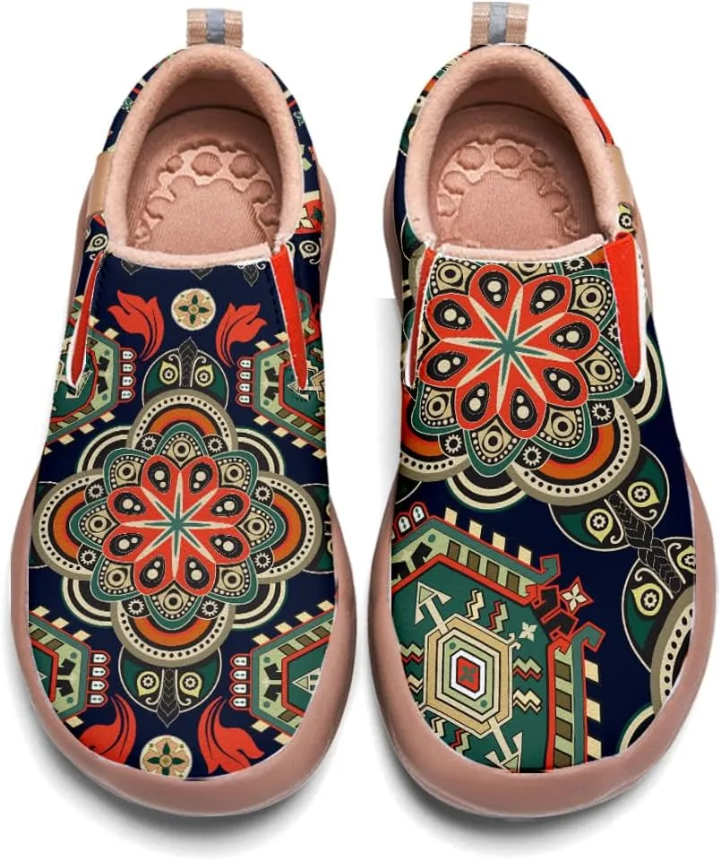 Womens Slip On Travel Shoes - Loafers Mandala Painted Sneakers Lightweight Comfortable Casual Walking Shoes