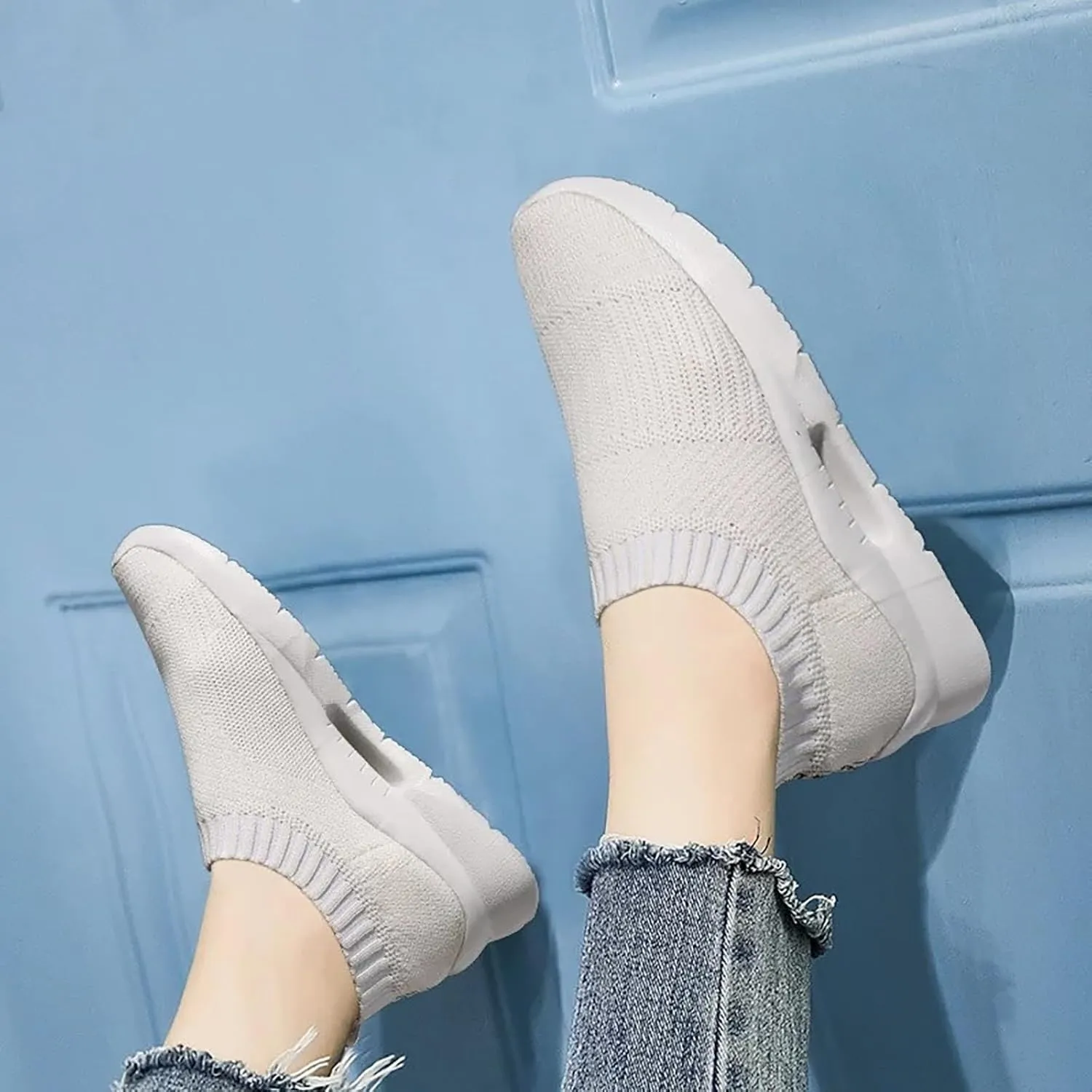 Womens Slip On Walking Shoes Non Slip Running Shoes Running Shoes for Women Mesh Breathable Men's Casual Shoes Dress Sneakers Platform Tennis Shoe Trainers Shoe