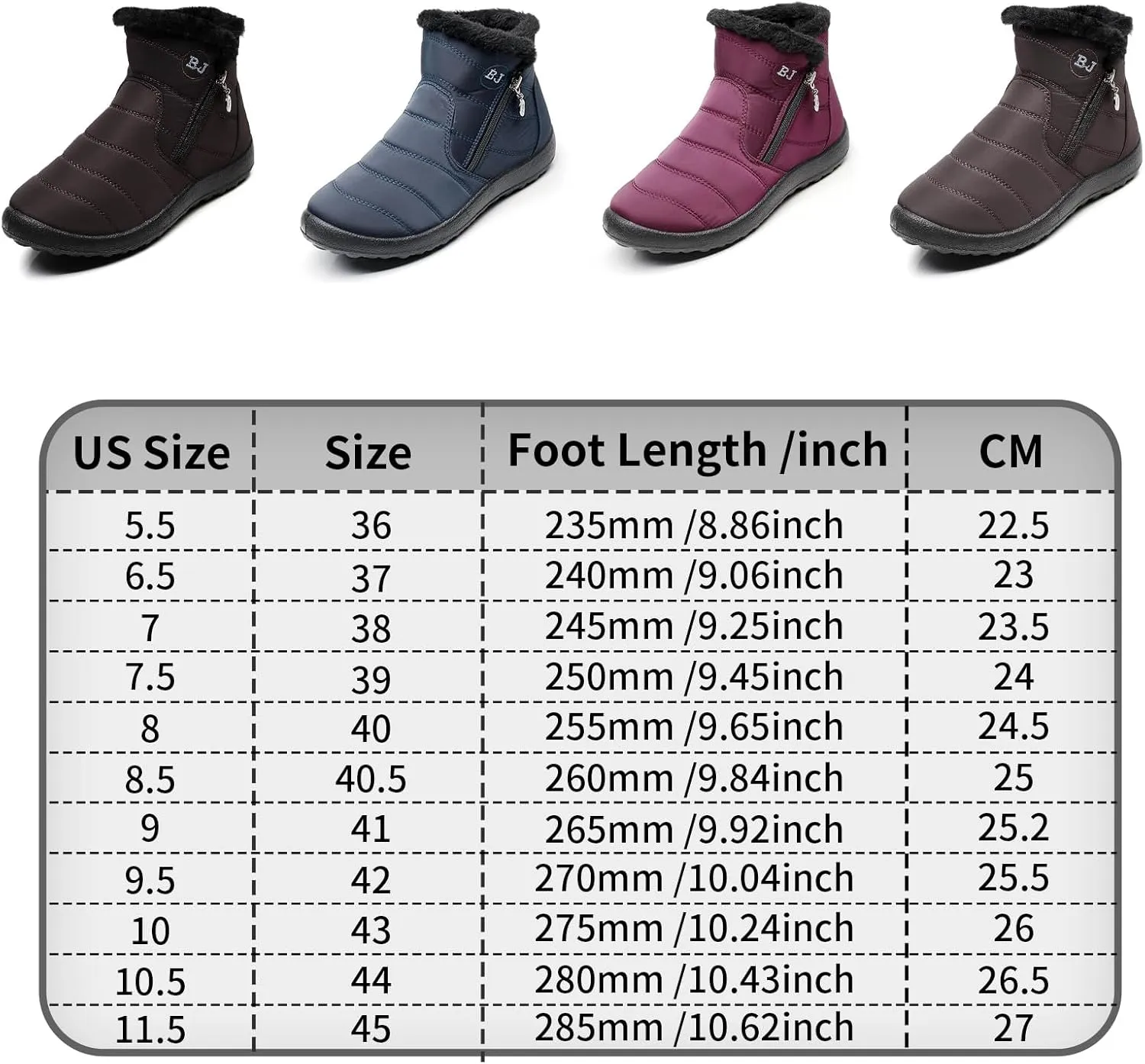 Women's Snow Boots Warm Ankle Booties Waterproof Comfortable Slip on Outdoor Fur Lined Winter Shoes
