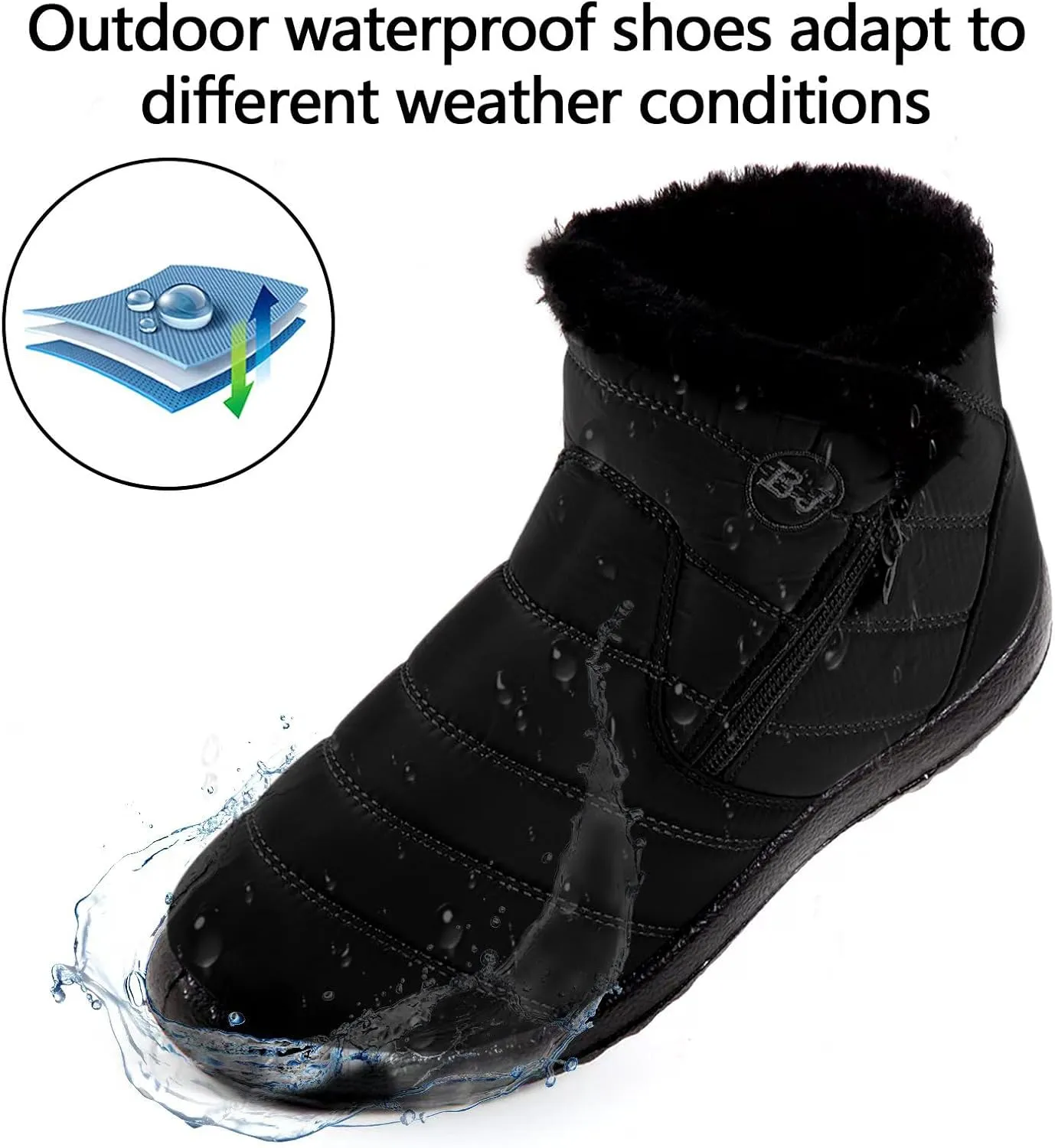Women's Snow Boots Warm Ankle Booties Waterproof Comfortable Slip on Outdoor Fur Lined Winter Shoes