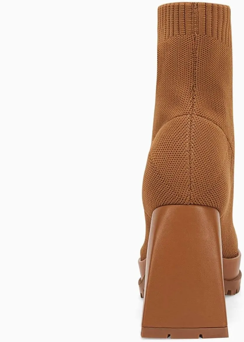 Womens Sock Boots Platform Chunky Heel Booties Dress Ankle Boots Square Toe Slip On Comfortable Winter Booties