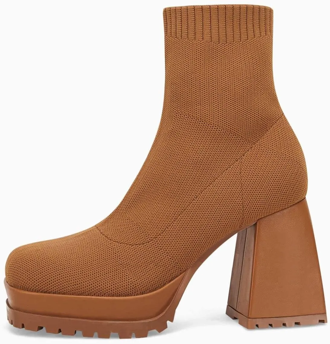 Womens Sock Boots Platform Chunky Heel Booties Dress Ankle Boots Square Toe Slip On Comfortable Winter Booties