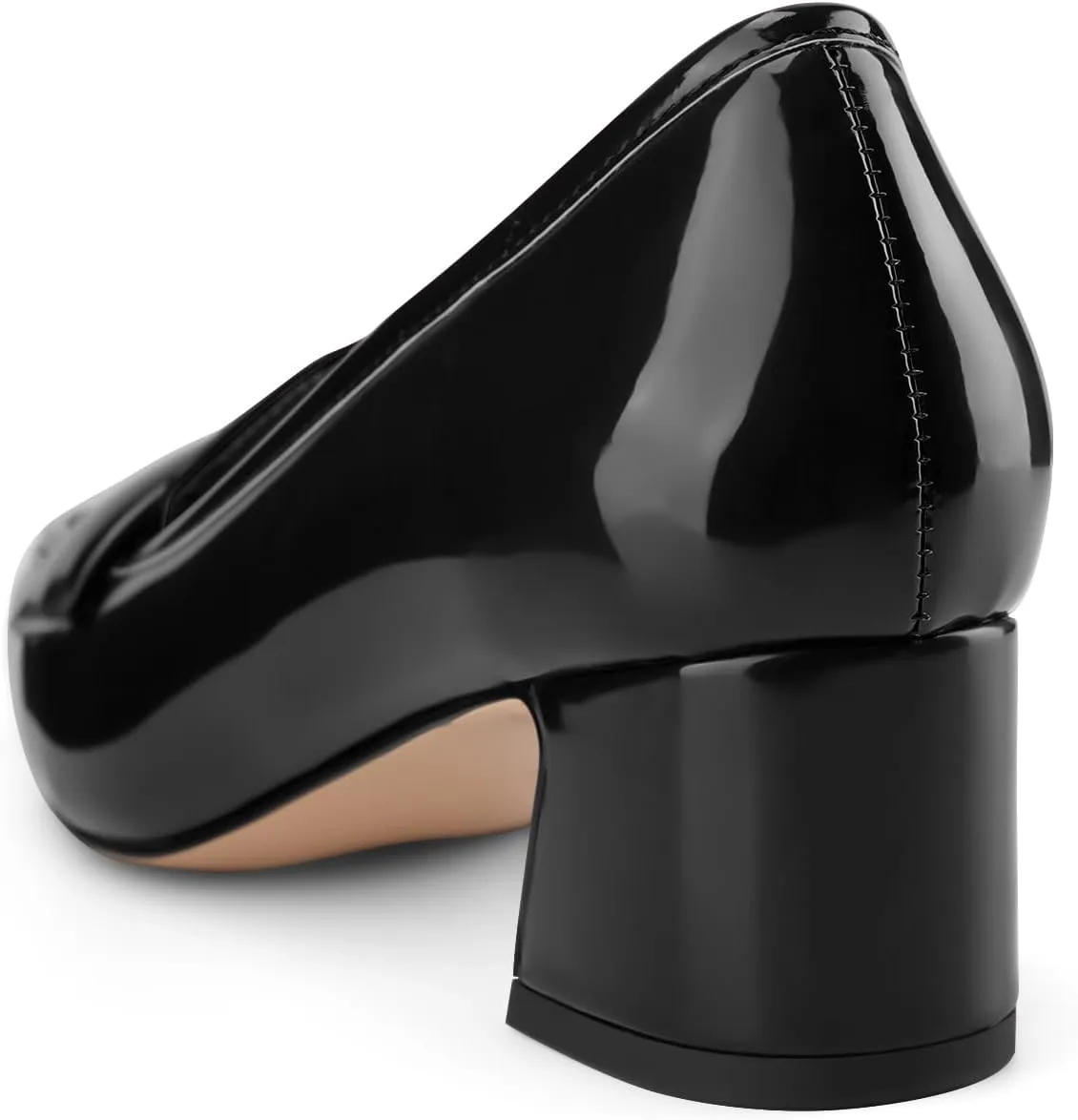 Women's Square Toe Chunky Low Heel Penny Loafers Shoes Black Patent Leather Comfortable Slip On Work Business Dressy Classic Pumps