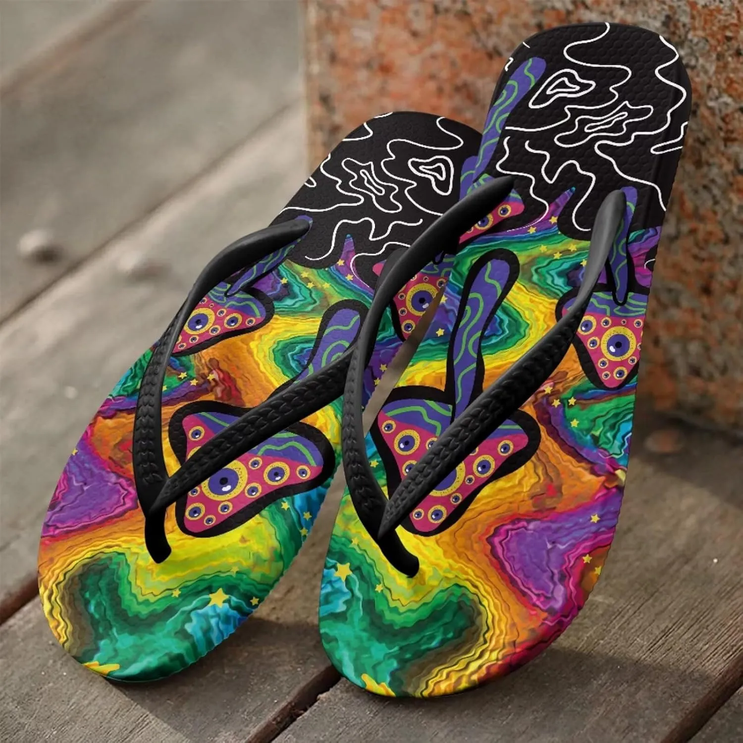 Womens Thong Flip Flop Flat Sandals Non-Slip Wide Width Beach Flip Flops Casual Bathroom Shoes