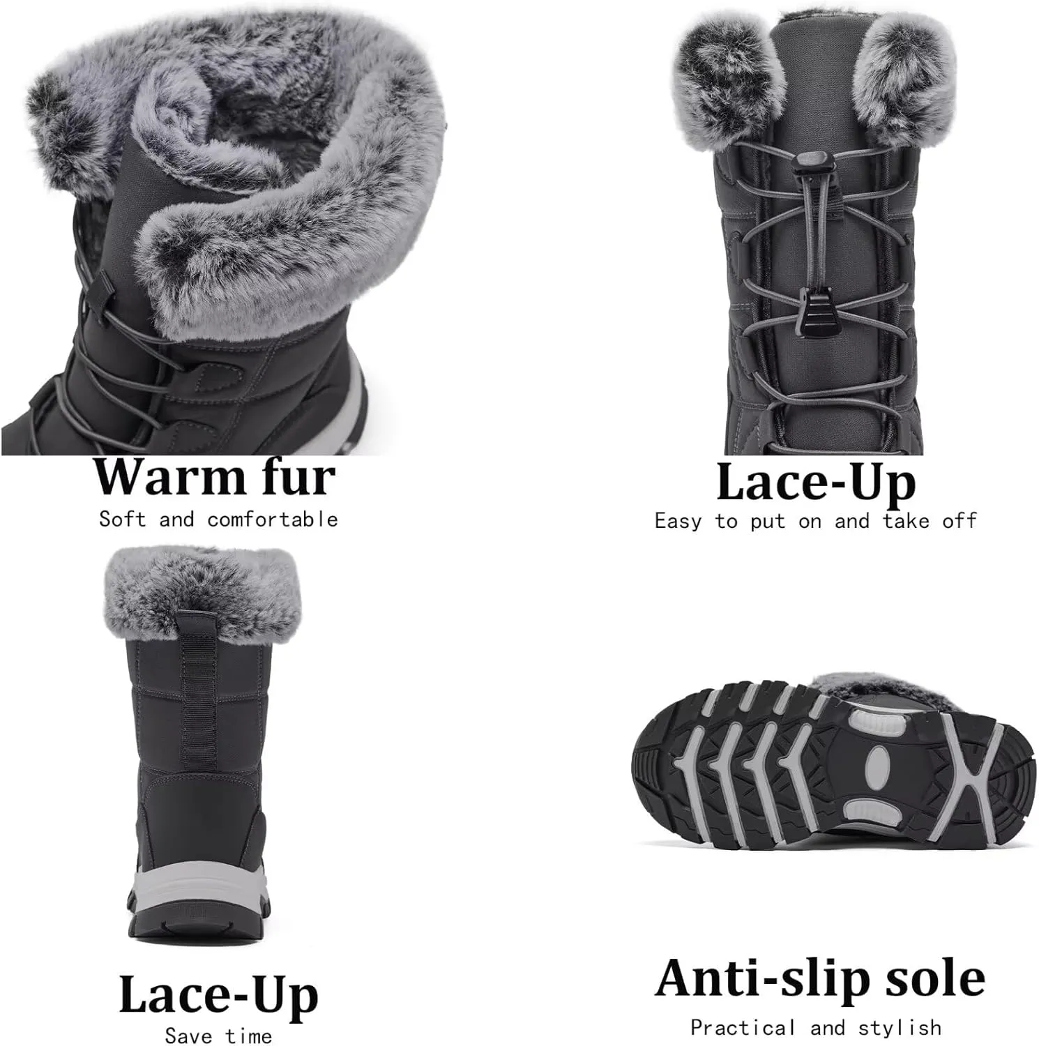 Women's Warm Winter Boots Waterproof Comfortable Snow boots for Cold Weather Mid Calf Insulated shoes