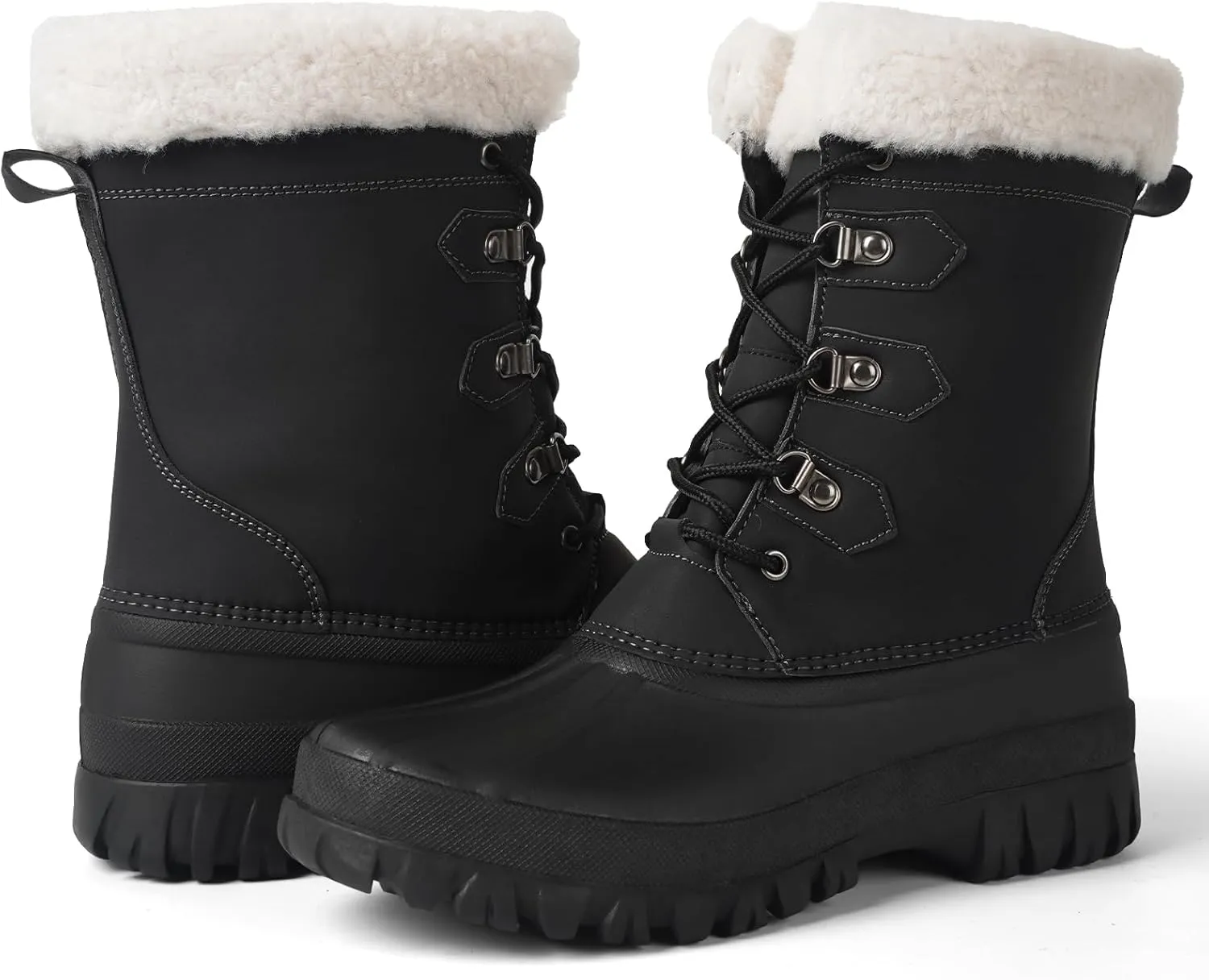 Women's Waterproof Winter Snow Boots Lightweight Insulated Duck Boots Warm Cold Weather Boots Fur Lined Mid-Calf Boots