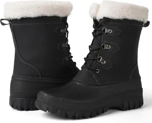 Women's Waterproof Winter Snow Boots Lightweight Insulated Duck Boots Warm Cold Weather Boots Fur Lined Mid-Calf Boots