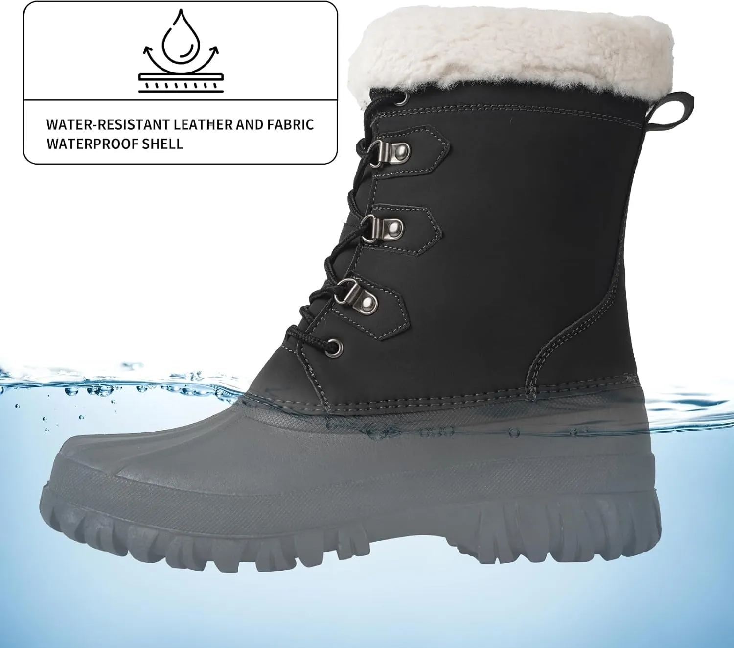 Women's Waterproof Winter Snow Boots Lightweight Insulated Duck Boots Warm Cold Weather Boots Fur Lined Mid-Calf Boots