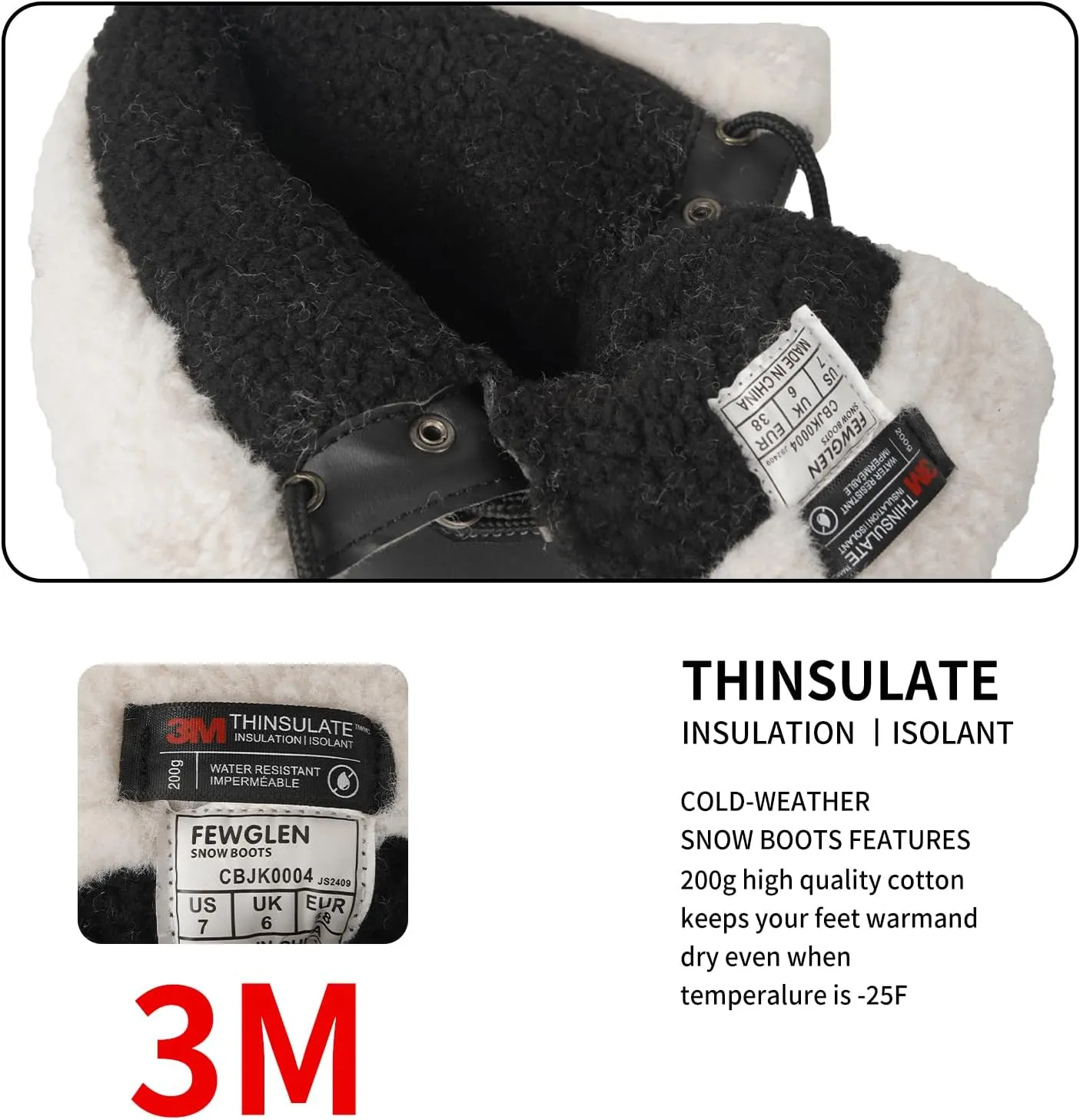 Women's Waterproof Winter Snow Boots Lightweight Insulated Duck Boots Warm Cold Weather Boots Fur Lined Mid-Calf Boots