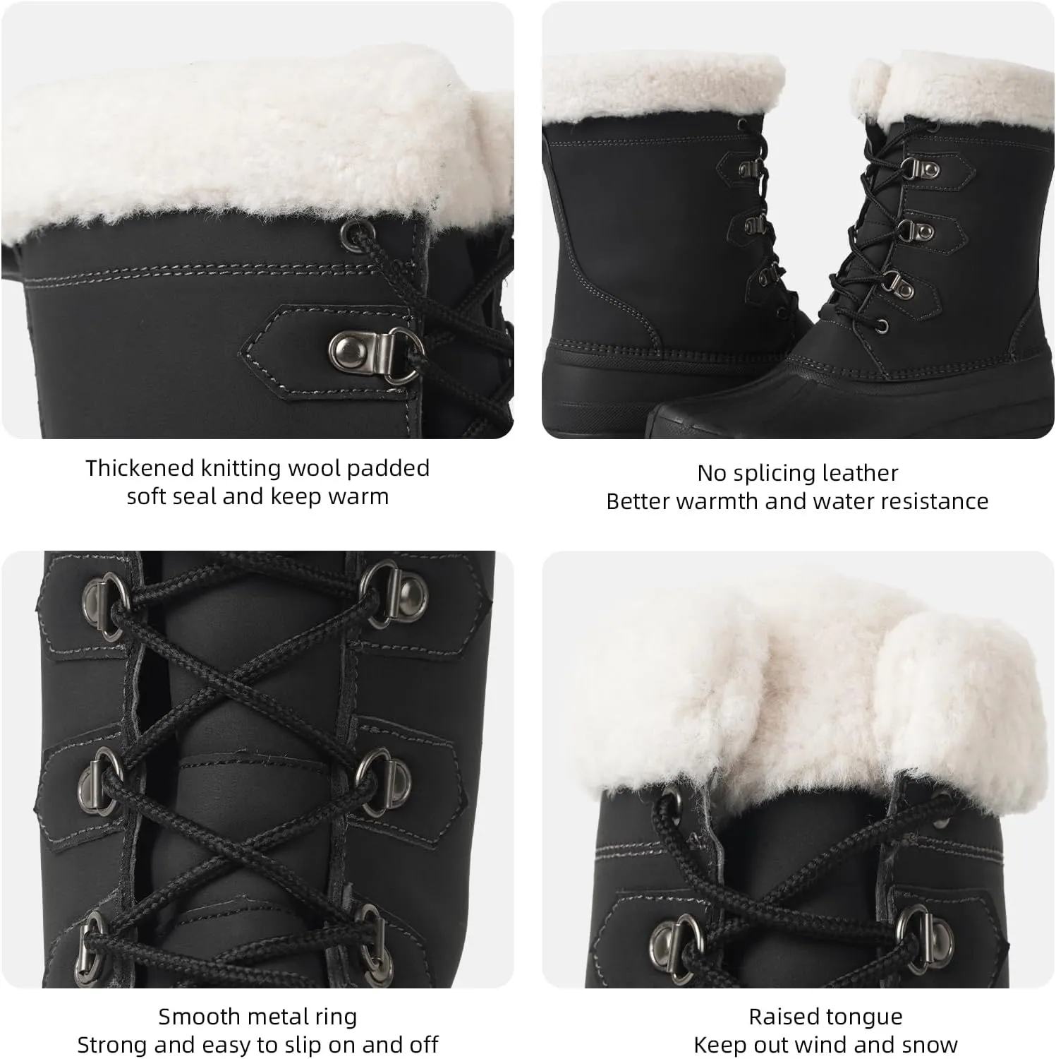 Women's Waterproof Winter Snow Boots Lightweight Insulated Duck Boots Warm Cold Weather Boots Fur Lined Mid-Calf Boots