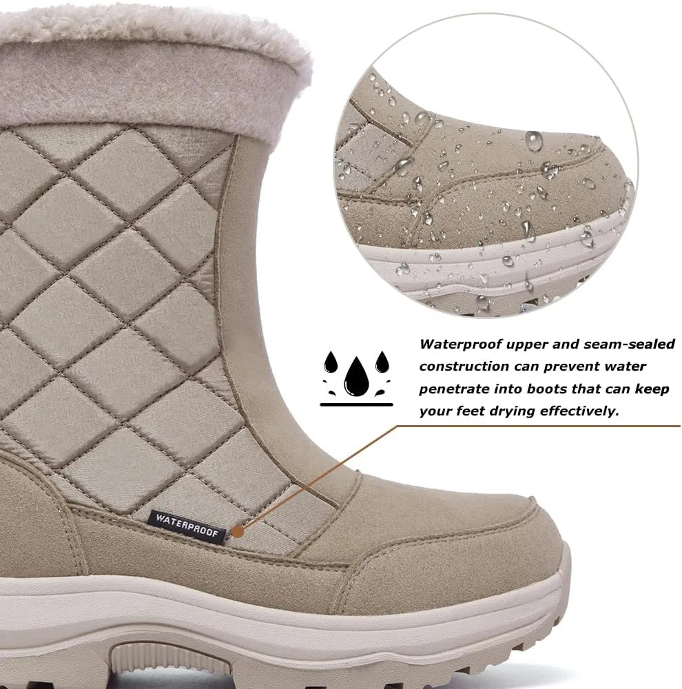 Women's Waterproof Winter Snow Boots Warm Comfortable with Side Zipper - 2025 Fashion Lightweight Hiking boots for Cold Weather Insulated Mid Calf Military Booties