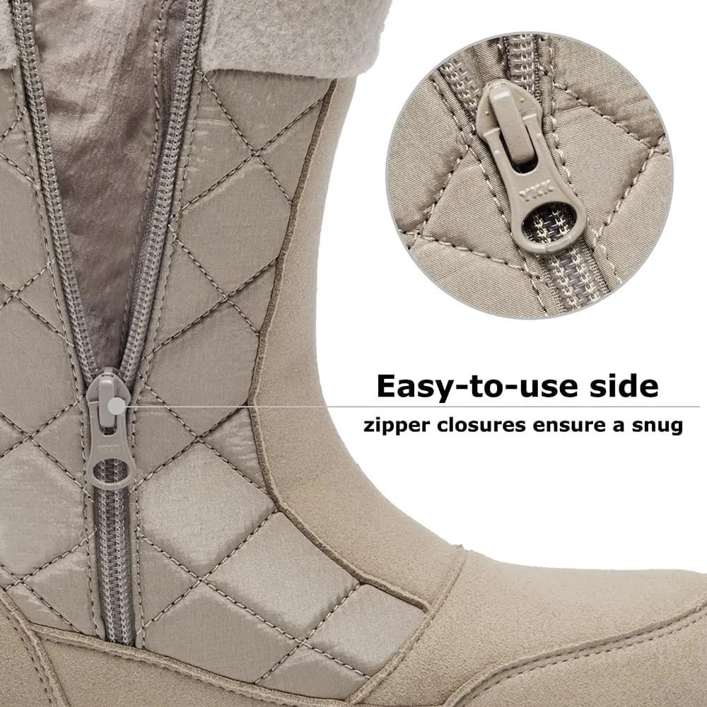 Women's Waterproof Winter Snow Boots Warm Comfortable with Side Zipper - 2025 Fashion Lightweight Hiking boots for Cold Weather Insulated Mid Calf Military Booties