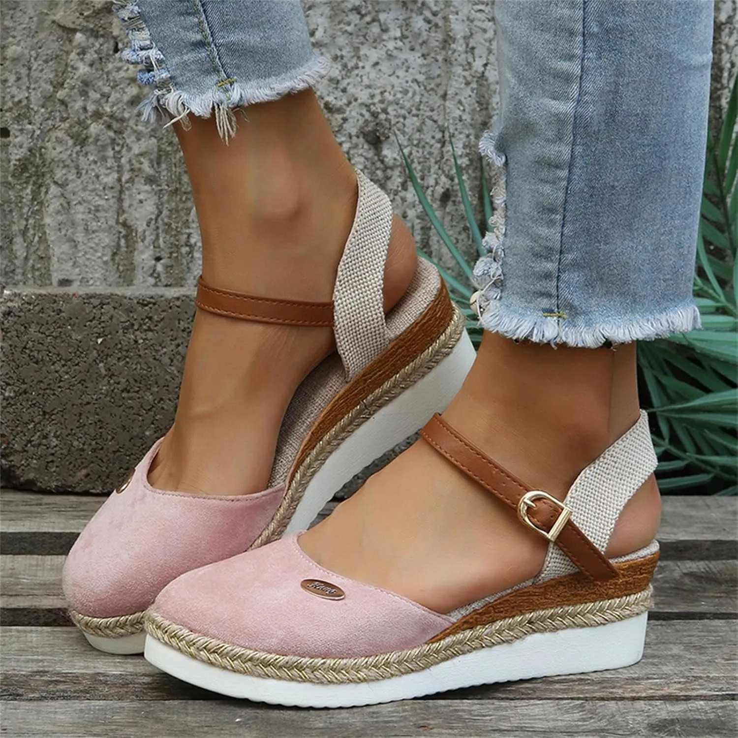 Womens Wedge Heel Sandals Open Toe Ankle Strap Dressy Summer Shoes Comfortable Platform Slides for Casual Beach Walking Outdoor Vacation Orthopedic Shoes for Women
