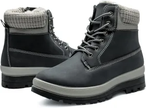 Womens White Winter Snow Boots Combat Boots for women Waterproof Fur Lined Ankle Booties Non Slip Fuzzy Warm Platform Boots Lace Up Hiking boots with Zipper