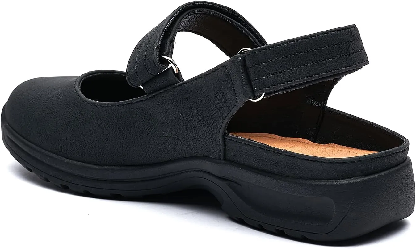 Women's Wide Loafers Shoes Casual Slide Sandals Comfort Closed Toe Flat Sandals Ladies Mules & Clogs