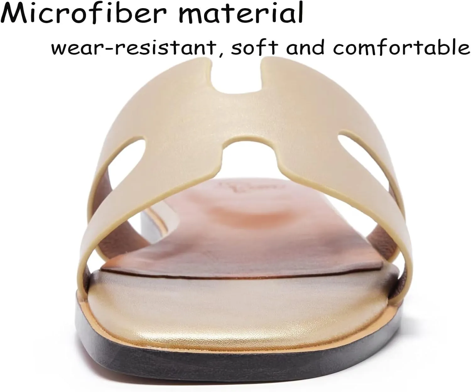 Women's Wide Width Leather Flat Sandals Slipper 2025 Summer Fashion Comfortable Memory Foam Slides for Women Footwear