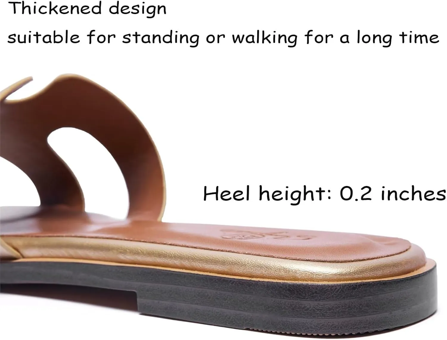 Women's Wide Width Leather Flat Sandals Slipper 2025 Summer Fashion Comfortable Memory Foam Slides for Women Footwear