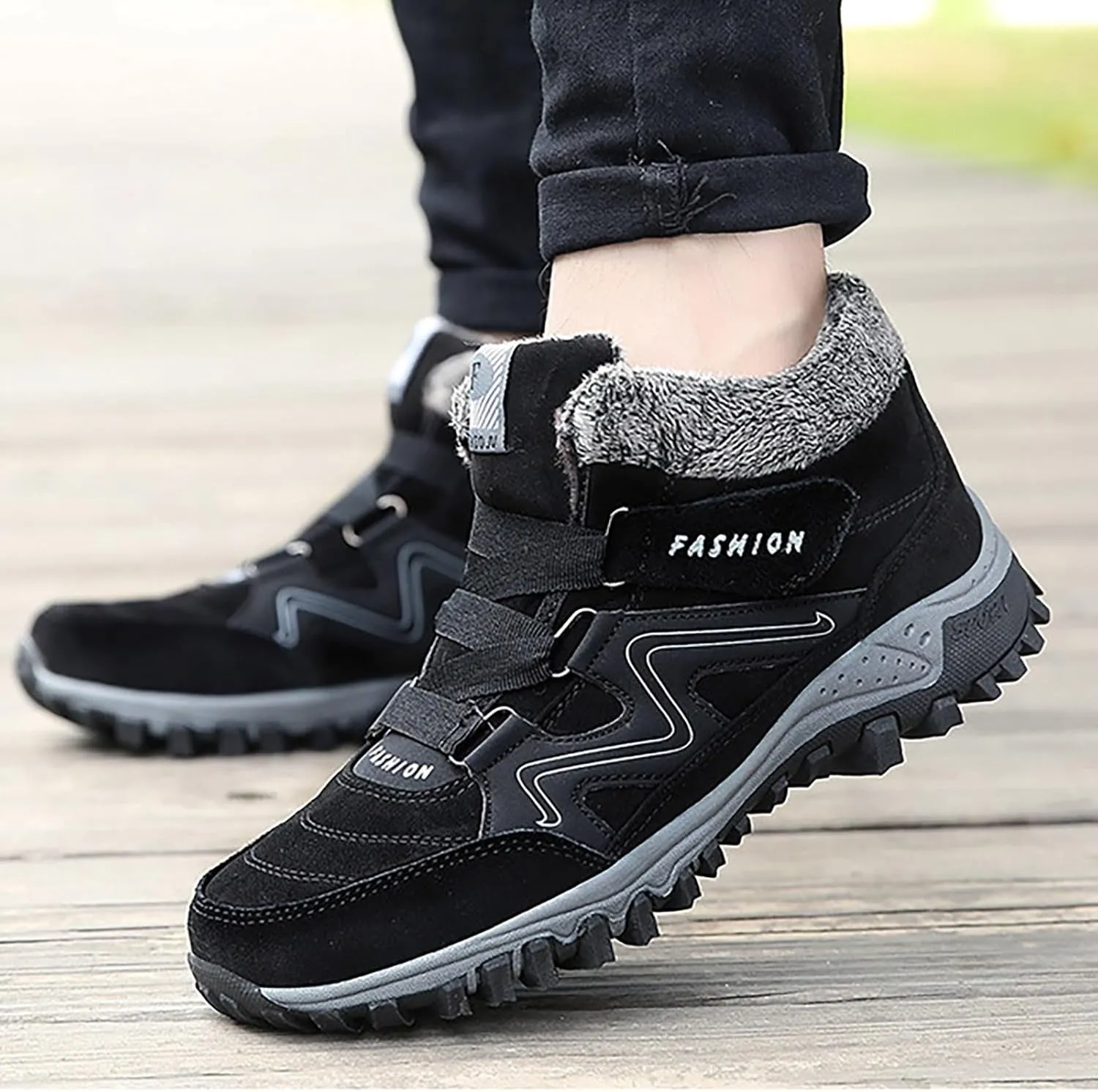 Womens Winter Snow Boots Warm Fur Lined Anti-Slip Ankle Booties Outdoor Walking Shoes Non-Slip Trekking Shoes