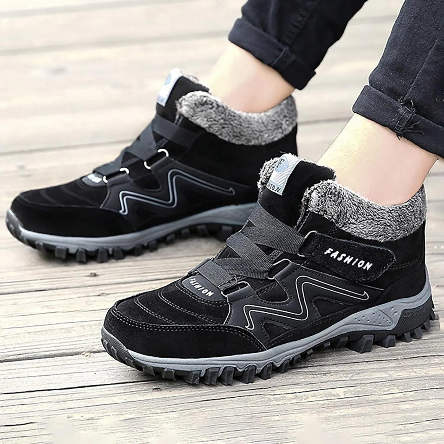 Womens Winter Snow Boots Warm Fur Lined Anti-Slip Ankle Booties Outdoor Walking Shoes Non-Slip Trekking Shoes