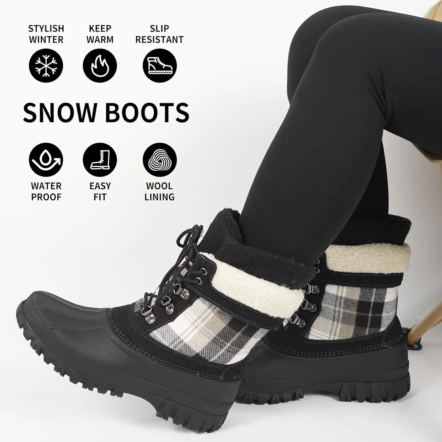Womens Winter Snow Boots Waterproof Insulated Shell Duck Boots For Women Warm Boots Cold Weather