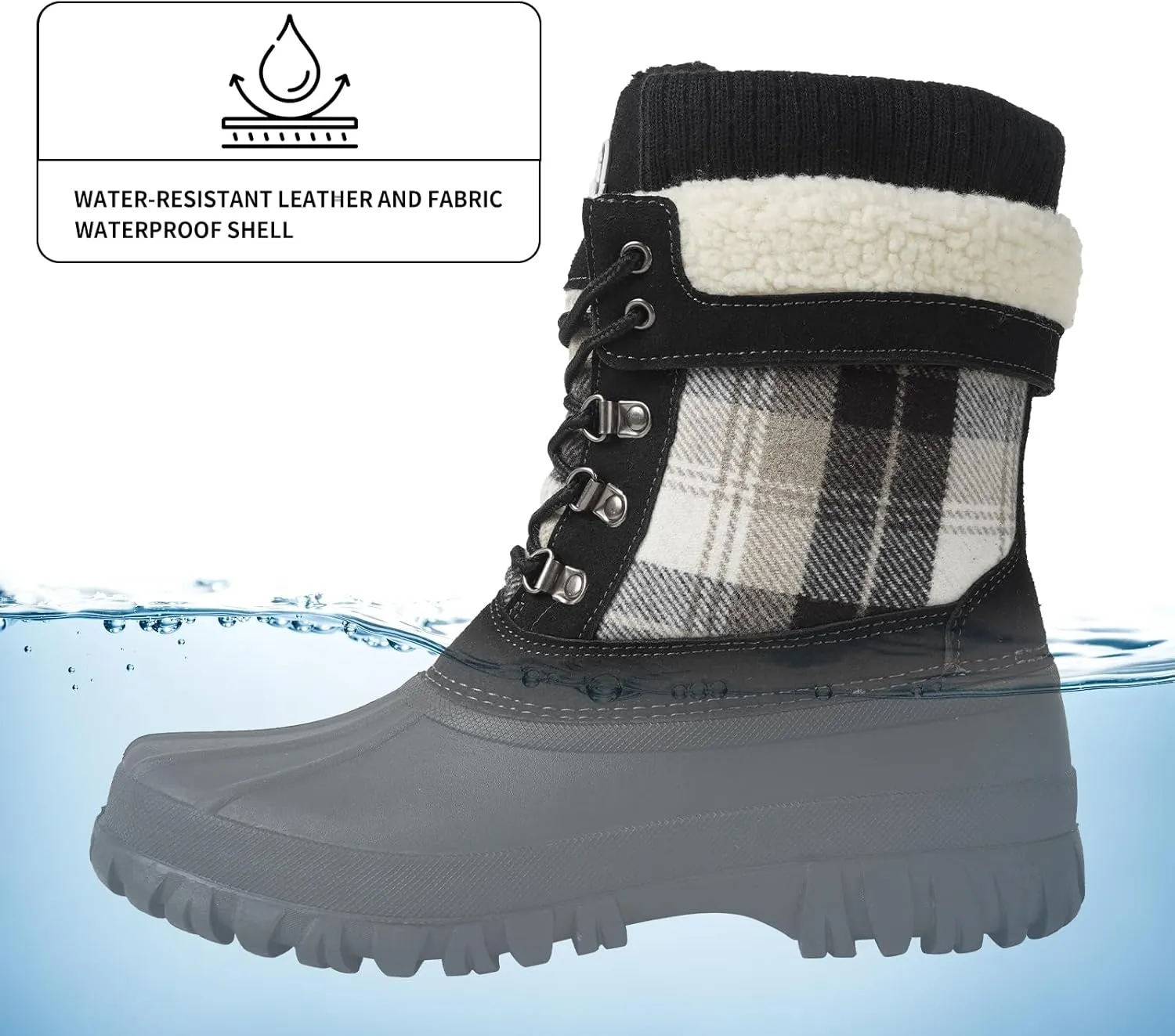 Womens Winter Snow Boots Waterproof Insulated Shell Duck Boots For Women Warm Boots Cold Weather