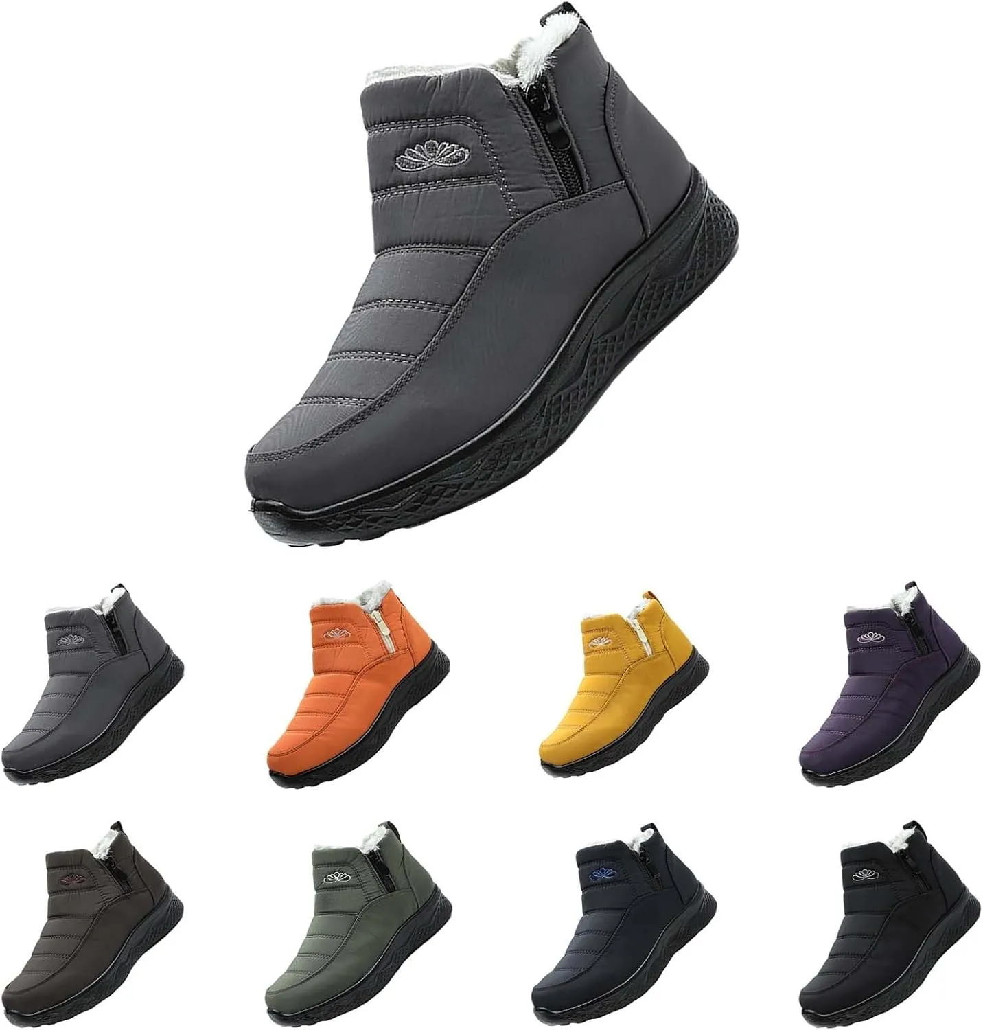 Womens Winter Snow Boots Women Ankle Booties Warm Fu𝐫 Lined 𝐖aterproof Insulated Slip On Outdoor Shoes