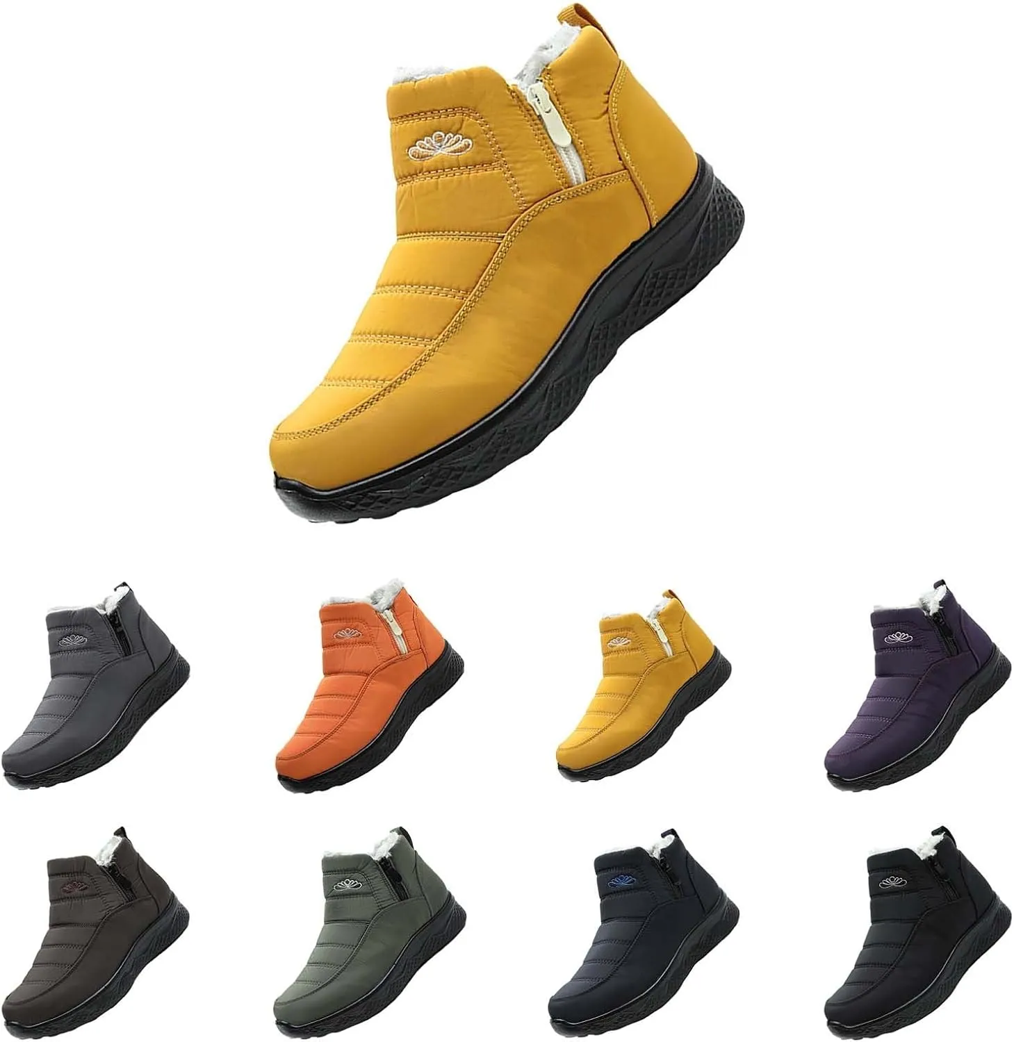 Womens Winter Snow Boots Women Ankle Booties Warm Fu𝐫 Lined 𝐖aterproof Insulated Slip On Outdoor Shoes