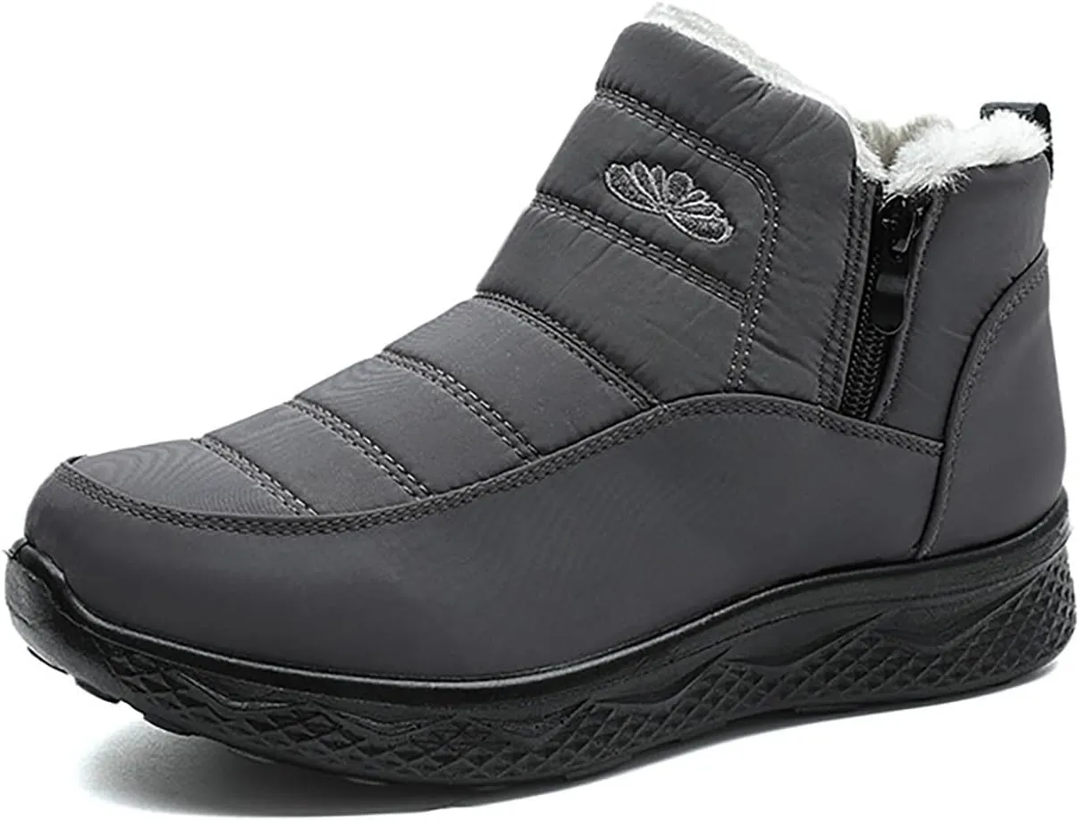 Womens Winter Snow Boots Women Ankle Booties Warm Fu𝐫 Lined 𝐖aterproof Insulated Slip On Outdoor Shoes