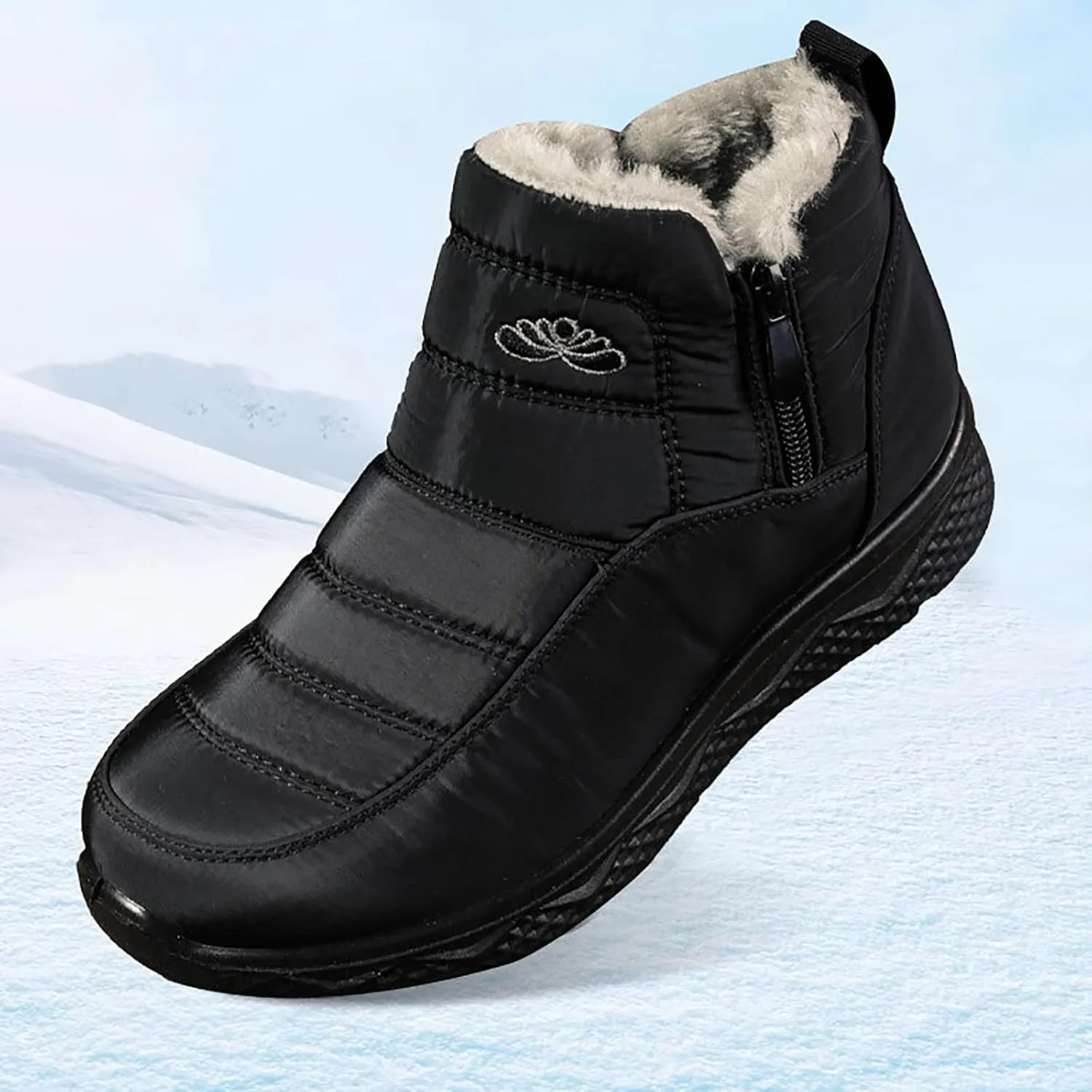 Womens Winter Snow Boots Women Ankle Booties Warm Fu𝐫 Lined 𝐖aterproof Insulated Slip On Outdoor Shoes