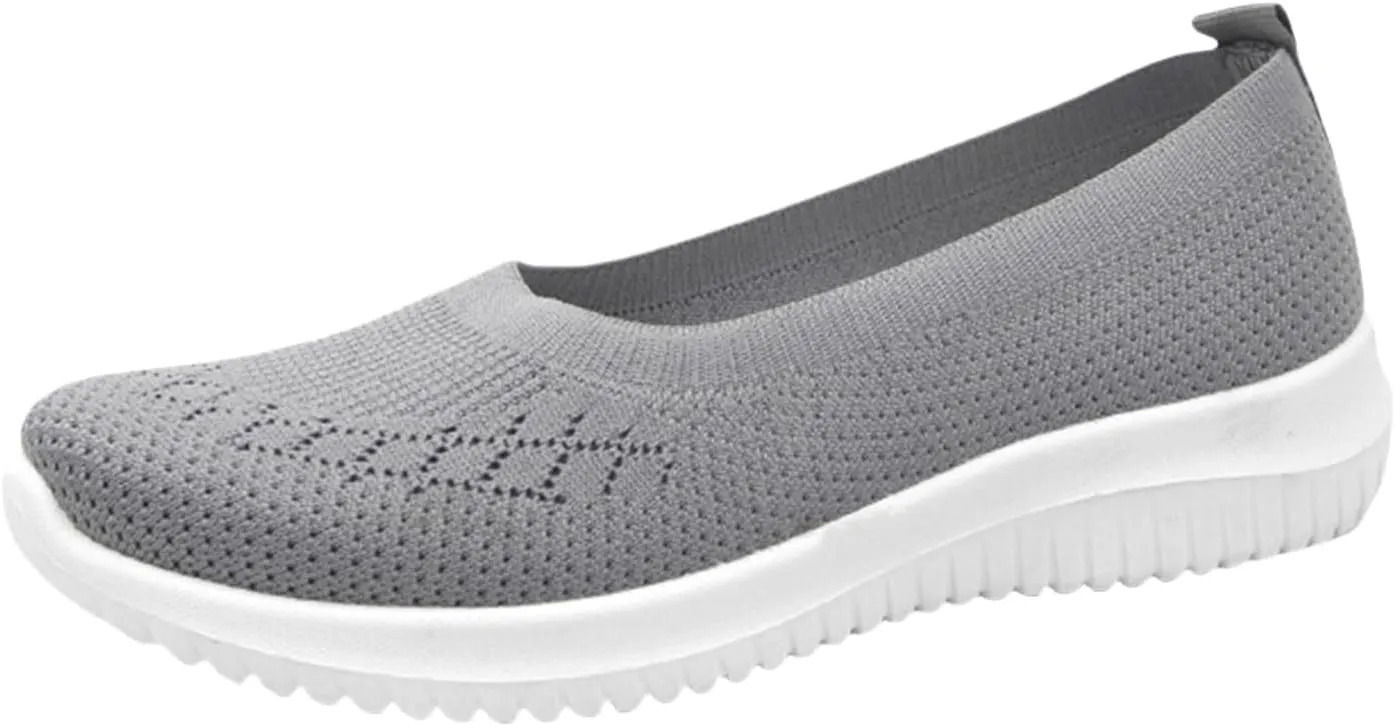 Womens Woven Orthopedic Breathable Soft Shoes Go Walking Women’s Breathable Walking Shoes Slip On Mesh Knitted Flats Gym Sneakers Lightweight Casual Easy Shoe Arch Support Orthopedic Flat Footwear