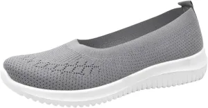 Womens Woven Orthopedic Breathable Soft Shoes Go Walking Women’s Breathable Walking Shoes Slip On Mesh Knitted Flats Gym Sneakers Lightweight Casual Easy Shoe Arch Support Orthopedic Flat Footwear