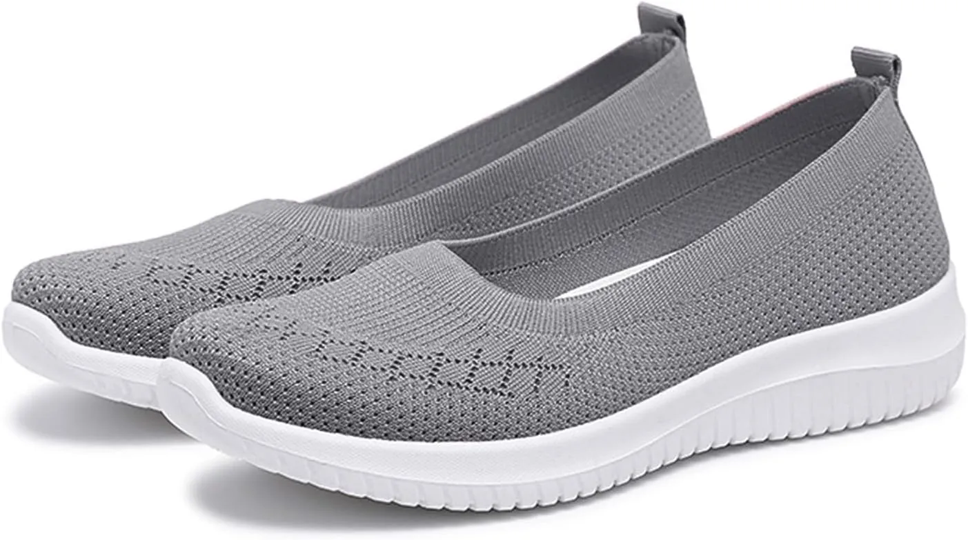 Womens Woven Orthopedic Breathable Soft Shoes Go Walking Women’s Breathable Walking Shoes Slip On Mesh Knitted Flats Gym Sneakers Lightweight Casual Easy Shoe Arch Support Orthopedic Flat Footwear