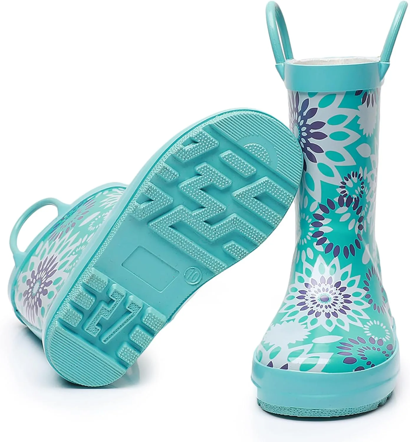 WTW Toddler and Kids Rain Boots Unisex-Child Waterproof Rubber Rain Boots with Easy-On Handles in Fun Patterns for Girls and Boys (Toddler/Little Kid/Big Kid)
