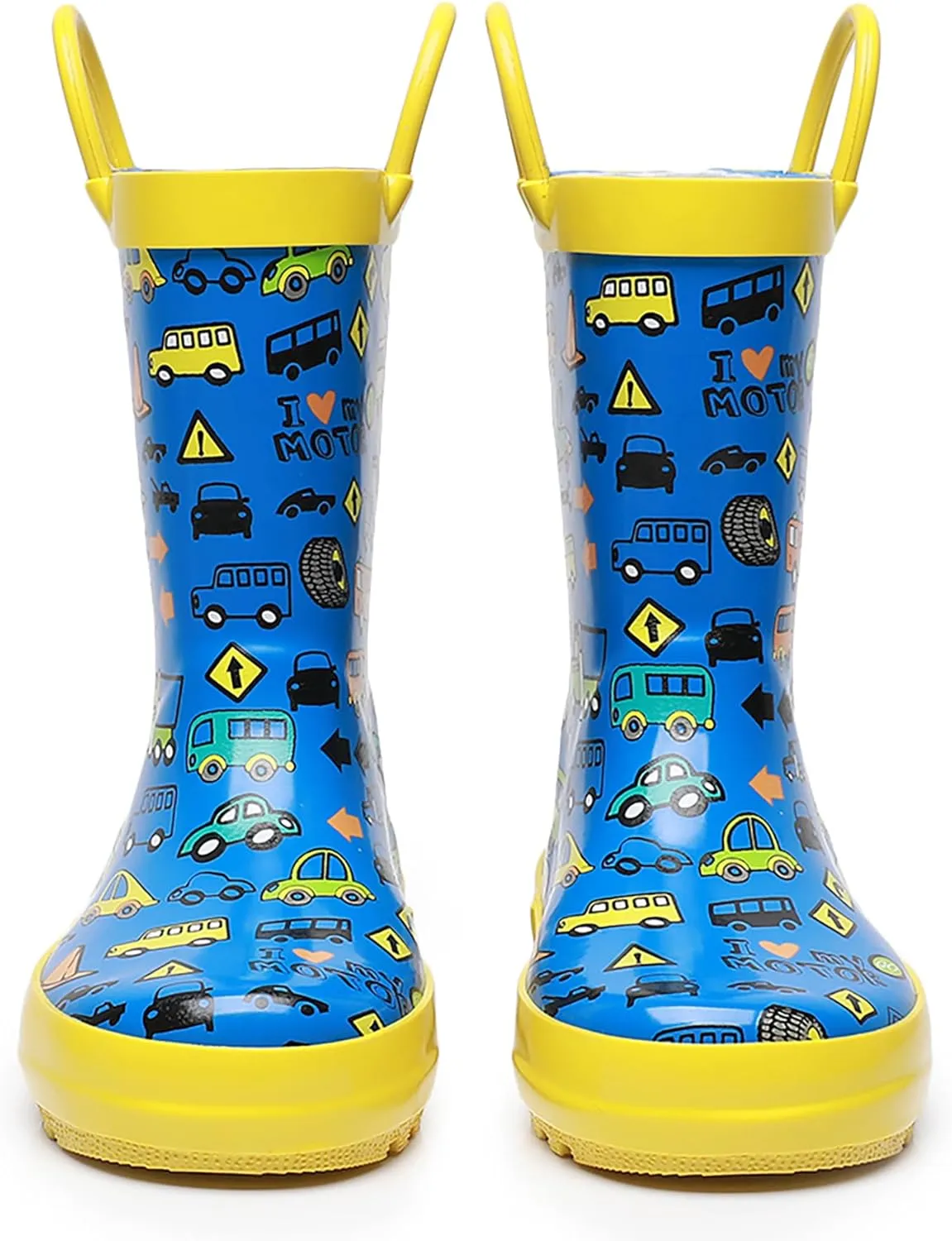 WTW Toddler and Kids Rain Boots Unisex-Child Waterproof Rubber Rain Boots with Easy-On Handles in Fun Patterns for Girls and Boys (Toddler/Little Kid/Big Kid)