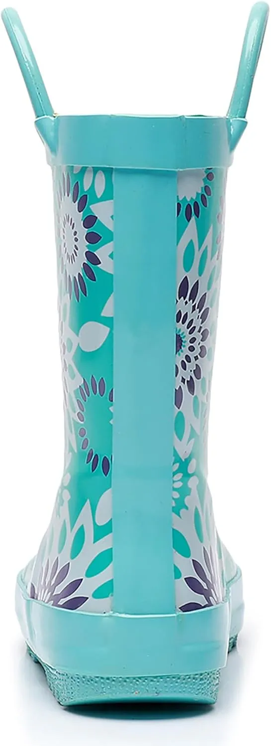 WTW Toddler and Kids Rain Boots Unisex-Child Waterproof Rubber Rain Boots with Easy-On Handles in Fun Patterns for Girls and Boys (Toddler/Little Kid/Big Kid)