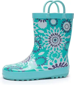 WTW Toddler and Kids Rain Boots Unisex-Child Waterproof Rubber Rain Boots with Easy-On Handles in Fun Patterns for Girls and Boys (Toddler/Little Kid/Big Kid)