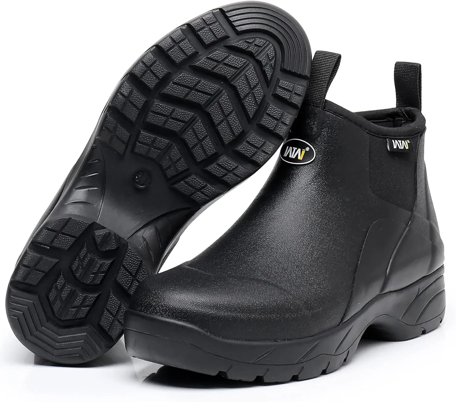 WTW Unisex Waterproof Rubber Rain Boots - Slip On Ankle Neoprene Boots Garden Shoes for Men and Women Outdoor Work