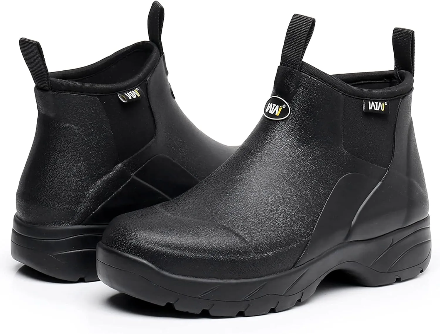 WTW Unisex Waterproof Rubber Rain Boots - Slip On Ankle Neoprene Boots Garden Shoes for Men and Women Outdoor Work