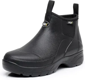 WTW Unisex Waterproof Rubber Rain Boots - Slip On Ankle Neoprene Boots Garden Shoes for Men and Women Outdoor Work