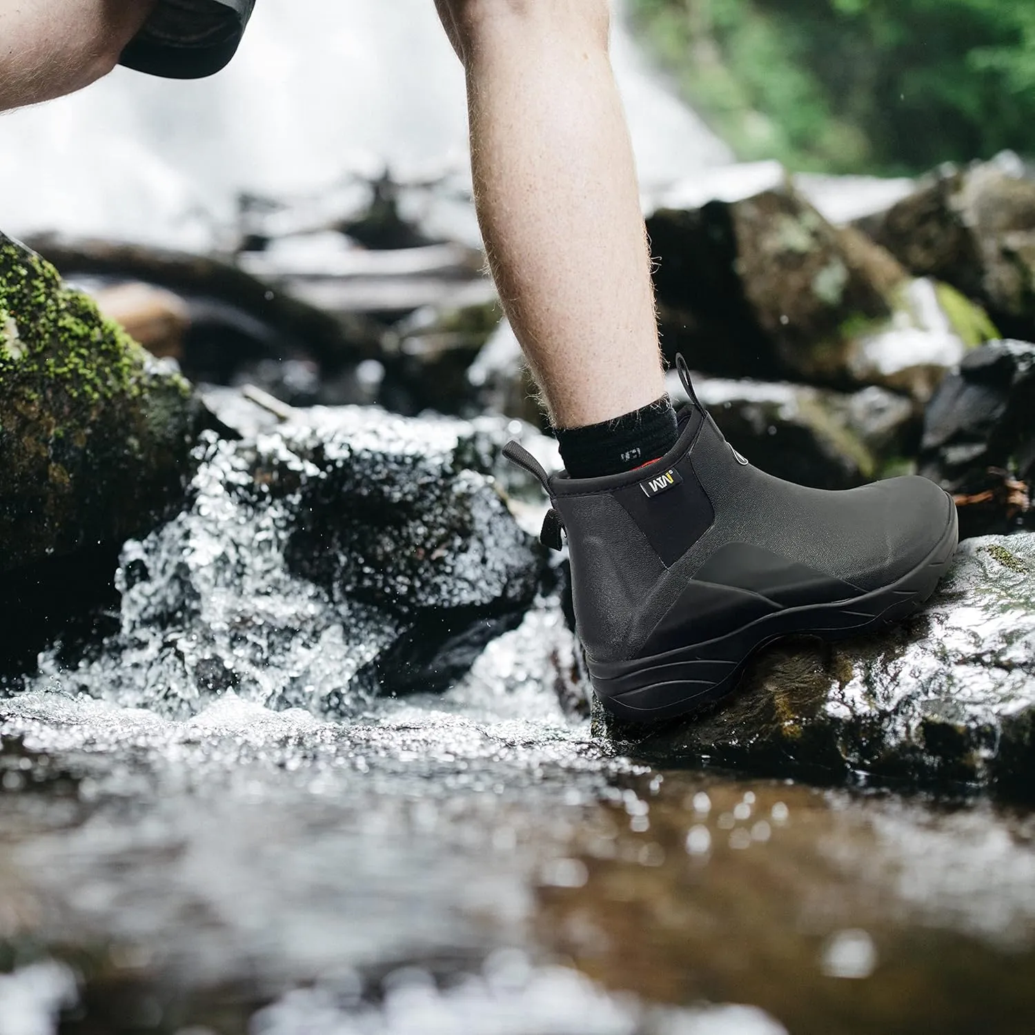 WTW Unisex Waterproof Rubber Rain Boots - Slip On Ankle Neoprene Boots Garden Shoes for Men and Women Outdoor Work