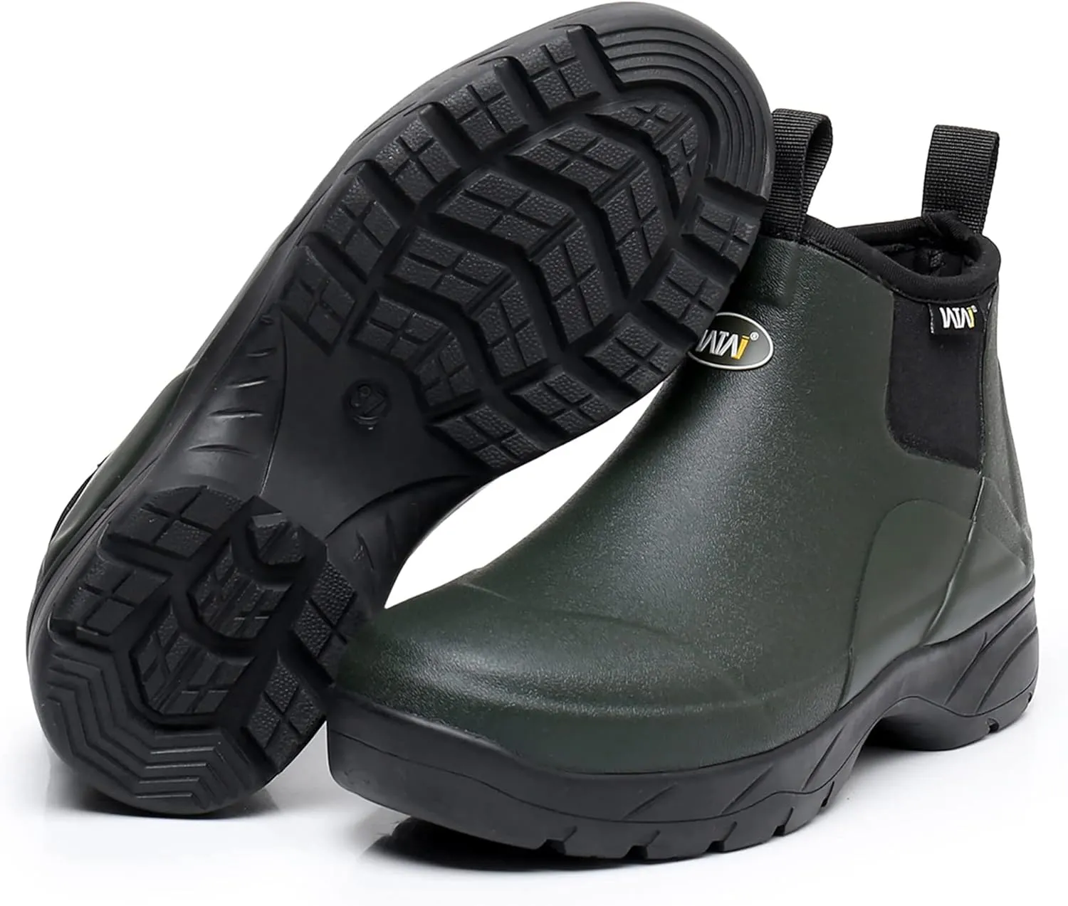 WTW Unisex Waterproof Rubber Rain Boots - Slip On Ankle Neoprene Boots Garden Shoes for Men and Women Outdoor Work