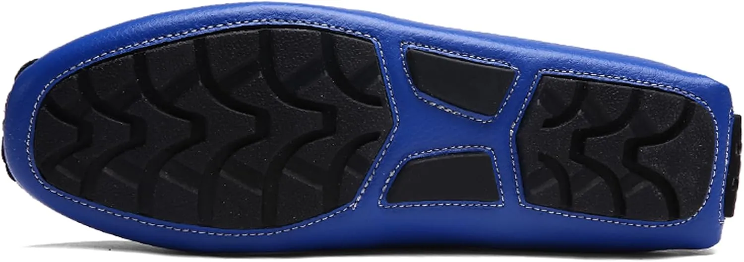 WUIWUIYU Men's Leather Loafers Casual Slip Ons Soft Penny Loafers Walking Driving Boat Shoes
