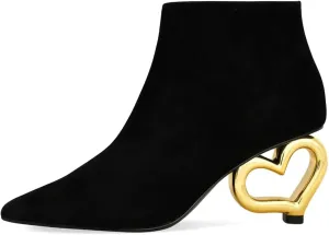 XYD Women Ankle Boots Cute Heart Heel Closed Pointed Toe Side Zipper Fashion Short Booties Event Party Casual Shoes