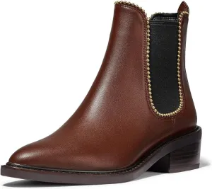 XYD Women Classic Low Chunky Heel Ankle Boots Closed Pointy Toe Pull On Studded Winter Comfy Walking Party Chic Shoes