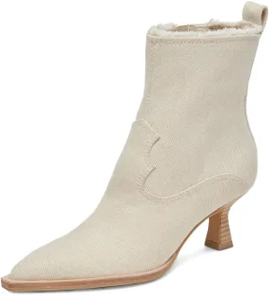XYD Women Denim Boots Pointed Toe Side Zipper Ankle Booties Kitten Low Heels Dress Casual Party Shoes