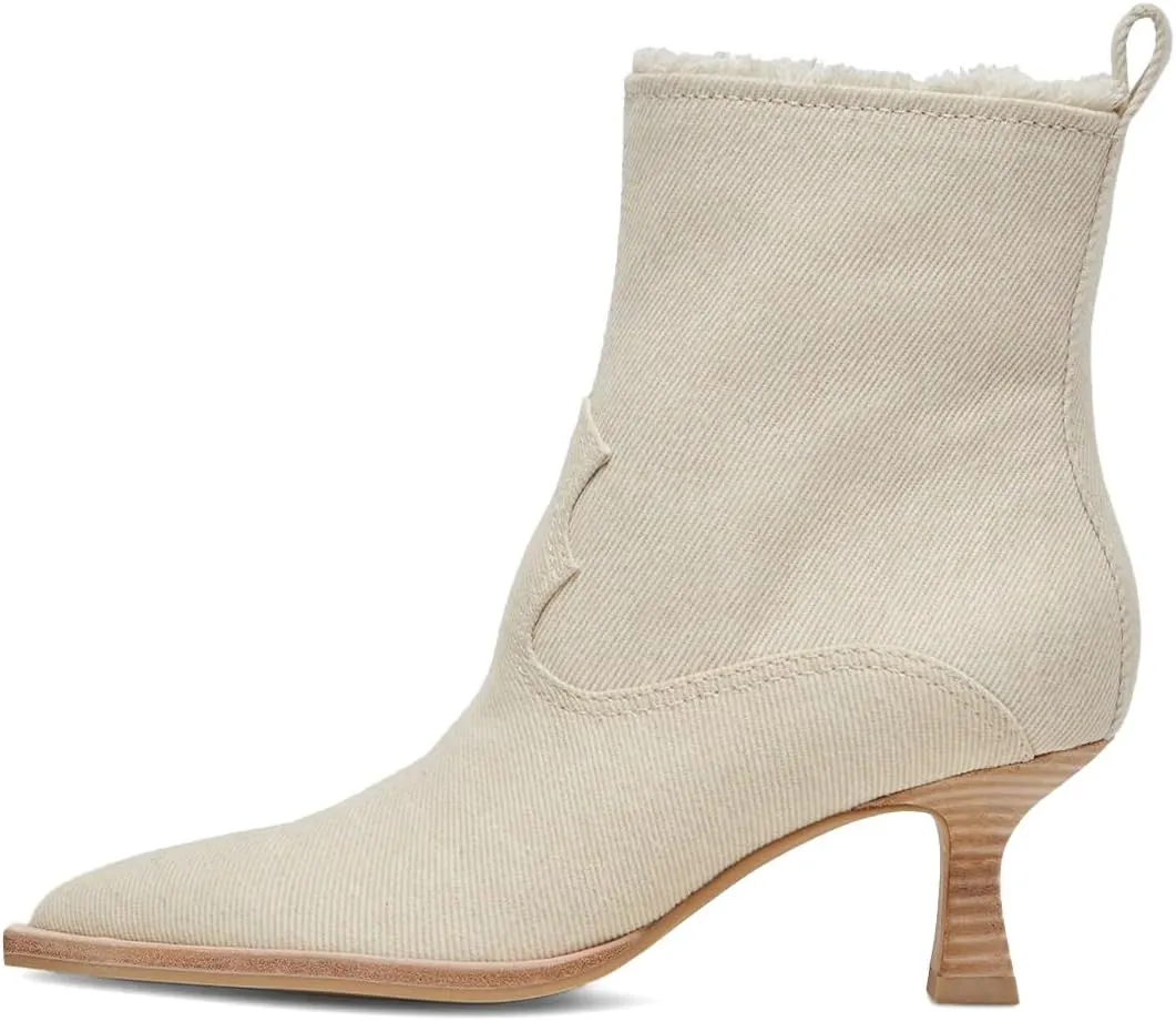 XYD Women Denim Boots Pointed Toe Side Zipper Ankle Booties Kitten Low Heels Dress Casual Party Shoes