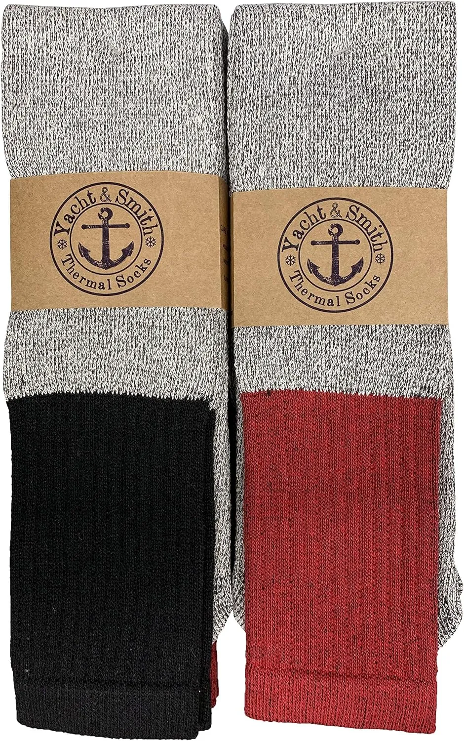 Yacht & Smith 48 Mens & Womens Cotton Thermal Crew Socks, Cold Weather Boot Sock Shoe Size 8-12