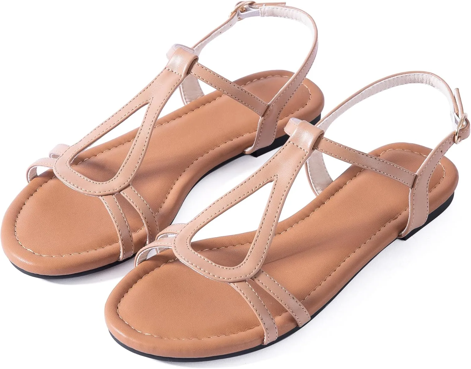 YANWENFANG Women's Flat Sandals Strappy Gladiator Sandals with Adjustable Ankle Strap,Teardrop Boho Beach Sandals for Summer Vacation, Festival, Casual Comfort