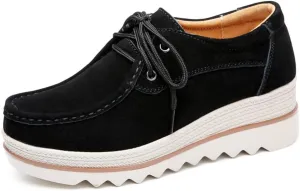 YING LAN Women Slip On Loafers Comfort Suede Moccasins Wide Low Top Shoes